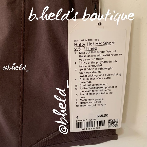 lululemon Hotty Hot High-Rise Lined Short 2.5" in Espresso Brown Size 4 New NWT - Picture 2 of 16